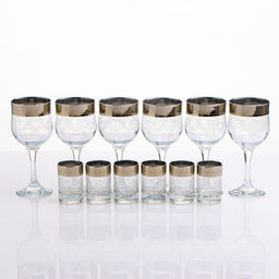 Мини-бар «Изящный», 12 предметов, бокал 240 мл, стопка 50 мл, гравировка, стекло, прозрачный, золотистый