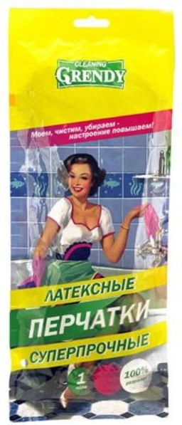 ГРЕНДИ перчатки латексные суперпрочные M (вес 84гр)
