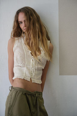 EMBROIDERED TIE TOP - Zara фото 10