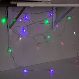 Гирлянда Нить 5 м с насадками Снежинки малые, IP20, прозрачная нить, 20 LED, свечение мульти (RG/RB), мигание, 220 В - Luazon lighting фото 5