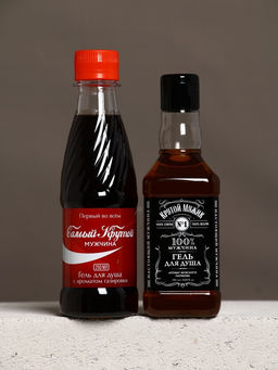 Подарочный набор «Мужской подарок», гель для душа виски, гель для душа кола, стакан для виски, Чистое счастье