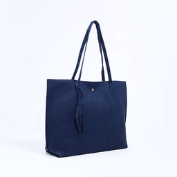 Сумка - шоппер женская на кнопке, с монетницей, 35×10×28 см, синий