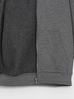 Kap??onlu Basic Uzun Kollu Erkek ?ocuk Fermuarl? Sweatshirt