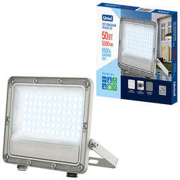 ULF-F52D-50W/6500K IP65 200-240V GREY Прожектор светодиодный. Дневной свет (6500K). Угол 90 градусов. Корпус серый. TM Uniel