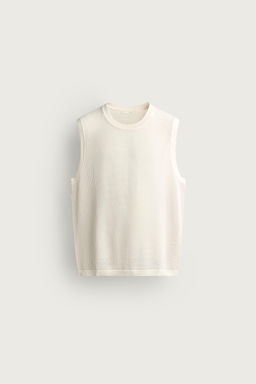 CAMISETA TANK PUNTO ESTRUCTURA RED / Crudo