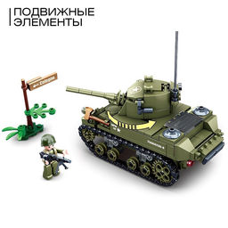 Конструктор Армия ВОВ Sluban «Танк М3 Стюарт», 344 детали