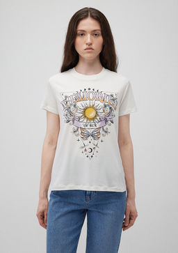 Bask?l? Beyaz Tisort - Mavi фото 3