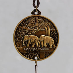 Музыка ветра «Монета со слонами», 3 колокольчика, 1 фигурка, 38 см, МИКС