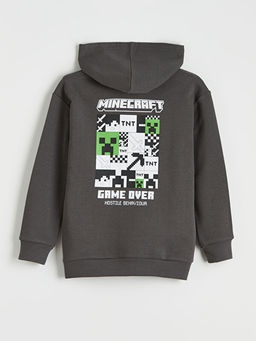 Minecraft Bask?l? Erkek ?ocuk Fermuarl? Sweatshirt