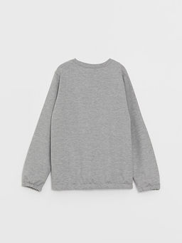 Bisiklet Yaka Bask?l? Uzun Kollu K?z ?ocuk Sweatshirt - Waikiki фото 2