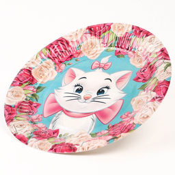 Цена за 10 шт. Тарелка одноразовая бумажная "С Днем Рождения!", 18 см, Коты Аристократы