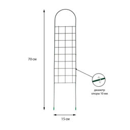 Шпалера, 70 × 15 × 1 см, металл, зелёная, «Мини-сетка»