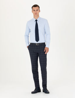 A__k Mavi Slim Fit Uzun Kollu Basic G_mlek