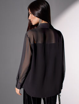 Блузка полупрозрачная из креп шифона - Vilatte фото 3