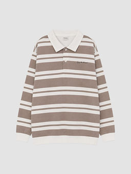 Polo Yaka ?izgili Erkek ?ocuk Sweatshirt