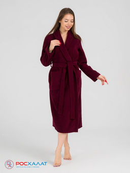 Женский махровый халат с шалькой темно-бордовый МЗ-02 (122)