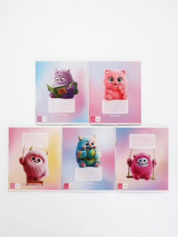 Цена за 20 шт. Тетрадь 12 листов, в частую косую линейку, А5, на скрепке «Буки Бяки» МИКС