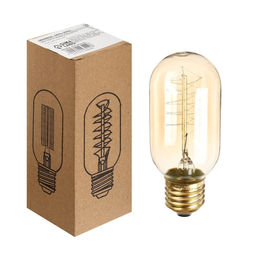 Лампа накаливания винтажная «Колба спираль», T45, 40 Вт, Е27, 230 В, 113×45 мм, свечение тёплое белое