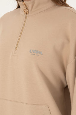 Женский свитшот на молнии с воротником-стойкой песочного цвета Неожиданная скидка в корзине - U.s. polo assn фото 7