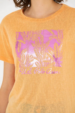 U. S. Polo Assn Женская оранжевая футболка с круглым вырезом - U.s. polo assn фото 7