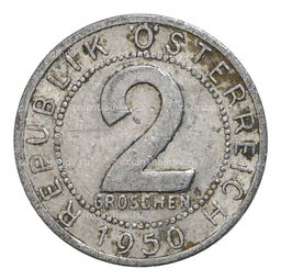 Монета 2 гроша 1950 года Австрия