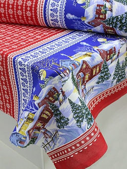 Рогожка Рождественская ночь цв.красный, ш.1.5м, хлопок-100%, 160гр/м.кв