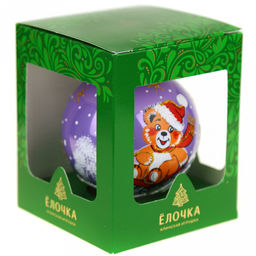 Елочная игрушка шар стеклянная Мишка на санках д8,5см, ручная художественная роспись, цвета микс, подарочная упаковка (Россия) - Домашняя Мода фото 6