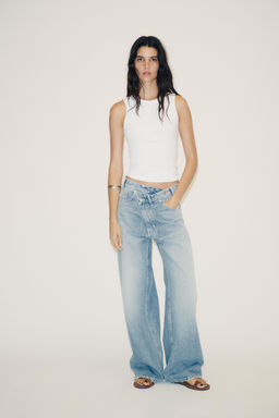 TRF WIDE-LEG HIGH-WAIST JEANS WITH CROSSOVER WAIST - Zara фото 19