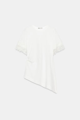 CAMISETA ASIM?TRICA ENCAJE / Blanco - Zara фото 6