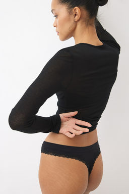 Pack 2 bragas Thong con ribete de encaje Seamless - H&m фото 5