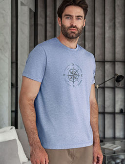 Футболка полуприлегающего кроя с принтом из премиального хлопка