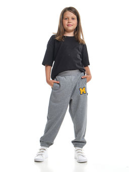 Брюки спортивные с эмблемой 22-7611 светло-серый меланж - Mini maxi фото 25