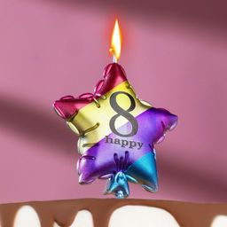 Свеча в торт "Воздушный шарик. Звезда", цифра "8", 11.5 см,  разноцветная