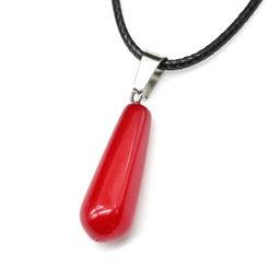 Кулон из граната имитация Капля 10*25мм на шнурке, 45см.