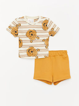 Bisiklet Yaka K?sa Kollu Winnie the Pooh Erkek Bebek Ti??rt ve ?ort 2li Tak?m