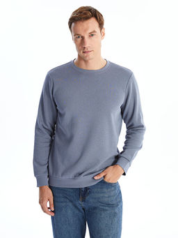 Bisiklet Yaka Uzun Kollu Erkek Kal?n Sweatshirt