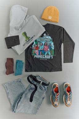 CAMISETA ESTAMPADA MINECRAFT  MOJANG AB.  / Antracita oscuro