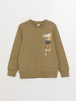 Bisiklet Yaka Bask?l? Uzun Kollu Erkek ?ocuk Ti??rt