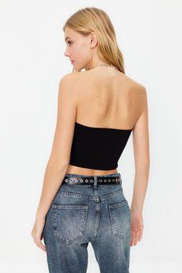 Trendyolmilla Ekru Fitted Straplez Yaka Crop Esnek Orme Bluz TWOSS24BZ00055 фото 21