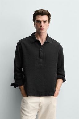CAMISA POLO ALGOD?N - LINO / Carb?n - Zara фото 2