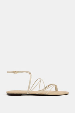 SANDALIA PLANA TIRAS PIEL / Blanco Crudo - Zara фото 3