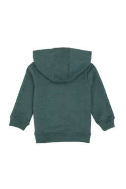 Erkek Bebek Koyu Ye_il Kap__onlu Basic Sweatshirt