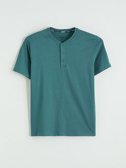 Пижамная футболка Henley мужская с коротким рукавом