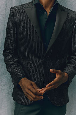 Americana de esmoquin con lentejuelas Regular Fit - H&m фото 2