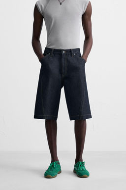BAGGY FIT DENIM BERMUDA SHORTS WITH STITCHING - Zara фото 2