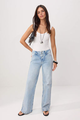 Gri Trok Detayl? Normal Bel %100 Pamuk Wide Leg Jeans TWOSS26JE00051 - Trendyolmilla фото 7