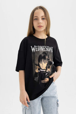 Футболка оверсайз с короткими рукавами для девочек Wednesday