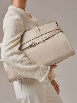 Кожаная сумка Rumi DBR 31152 светлый крем  фото 3