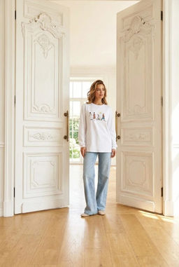 K13339 Лонгслив свобоного кроя БЕЛЫЙ