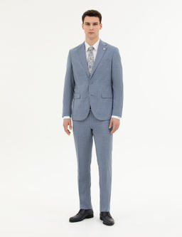 A__k Mavi Slim Fit Y_n Tak_m Elbise